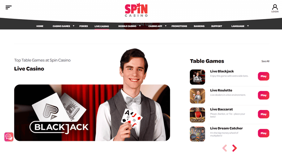 Spin Casino Live Casino