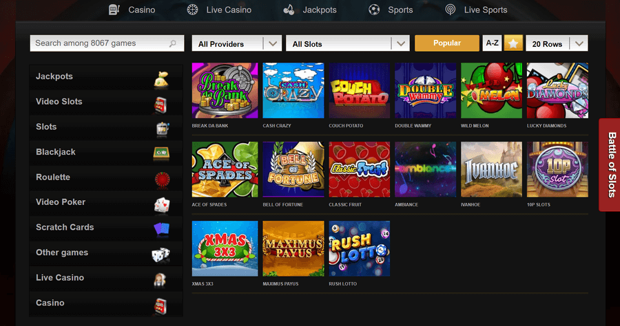Videoslots Casino Slots