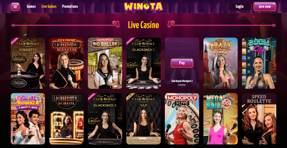 Winota Live Casino