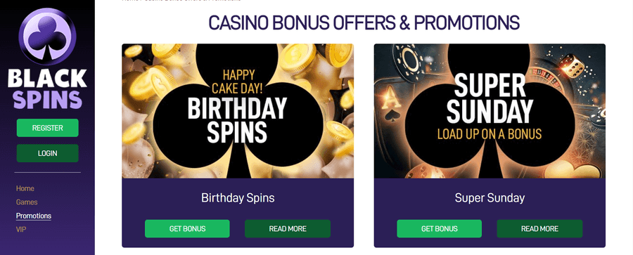 Black Spins Casino Bonus