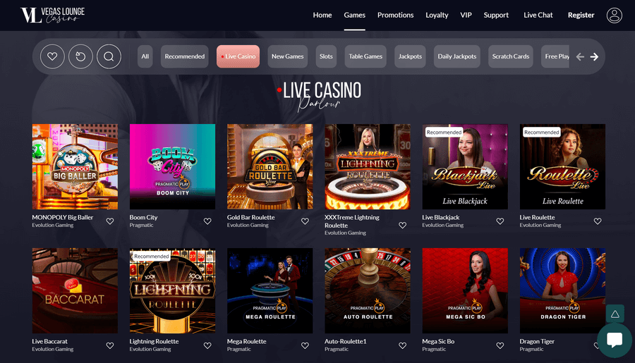 Vegas Lounge Casino Live Casino