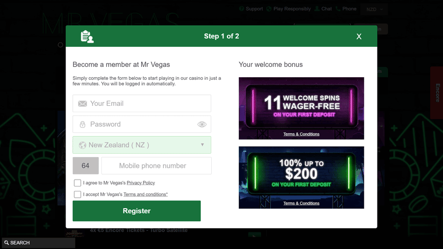Mr Vegas Casino Registration