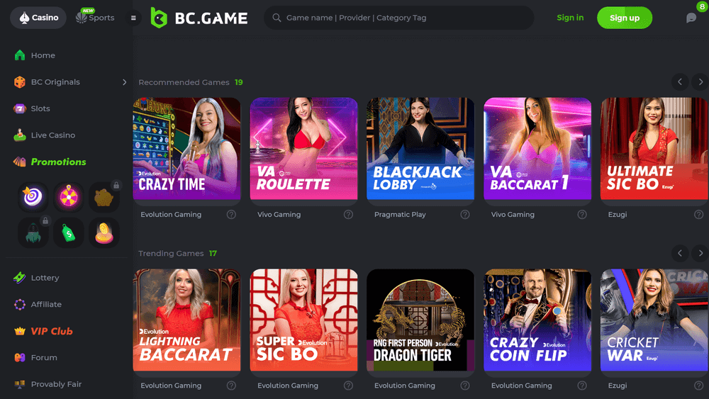 BC Game Live Casino
