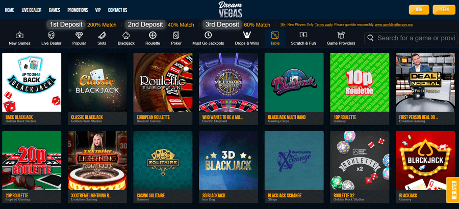 Dream ﻿Vegas Casino Table Games