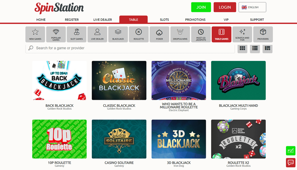 Spin Station Casino Table Games