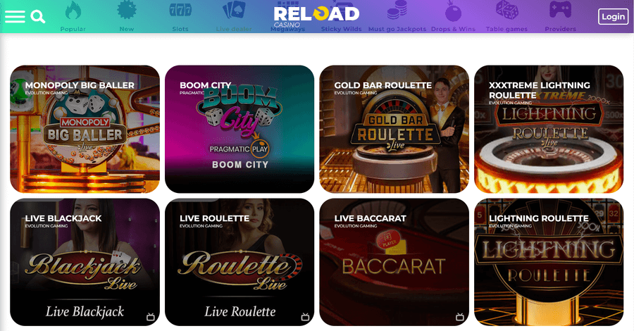 Reload Casino Live Casino