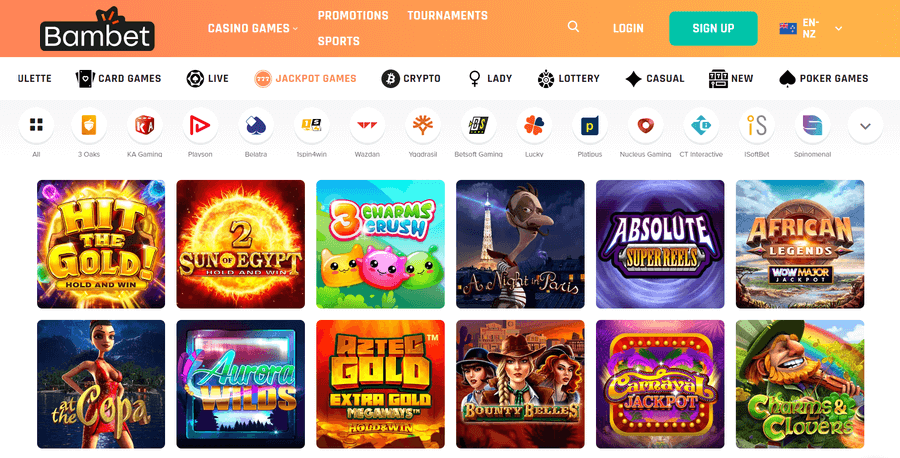 Bambet Casino Jackpot Games